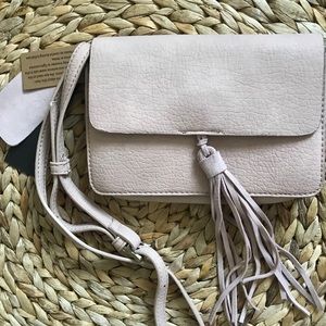 Real Suede Blush Crossbody with Tassel NWT